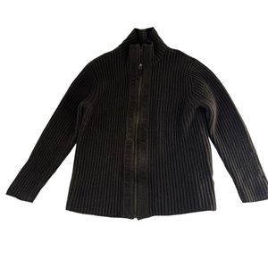 Oxbow Sweater Womens XL Brown Half Zip Stripe  Floral Grandma Casual All Terrain